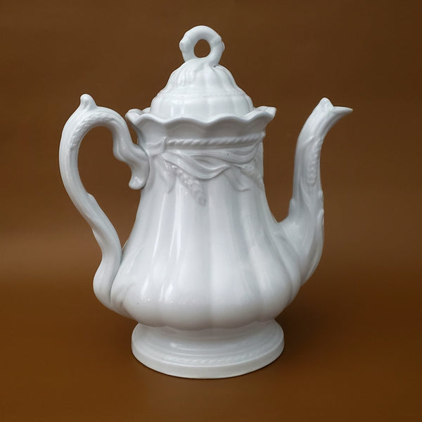 Antique English White Ironstone Tea Pot Wheat Pattern Ceres Elsmore & Forster
