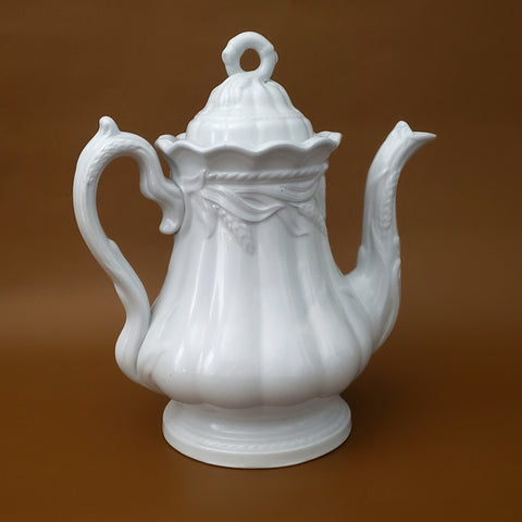 Antique English White Ironstone Tea Pot Wheat Pattern Ceres Elsmore & Forster