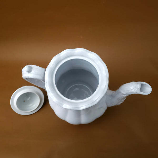 Antique English White Ironstone Tea Pot Wheat Pattern Ceres Shape Elsmore & Forster