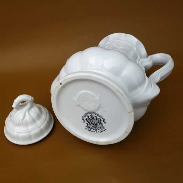 Antique English White Ironstone Tea Pot Wheat Pattern Ceres Shape Elsmore & Forster