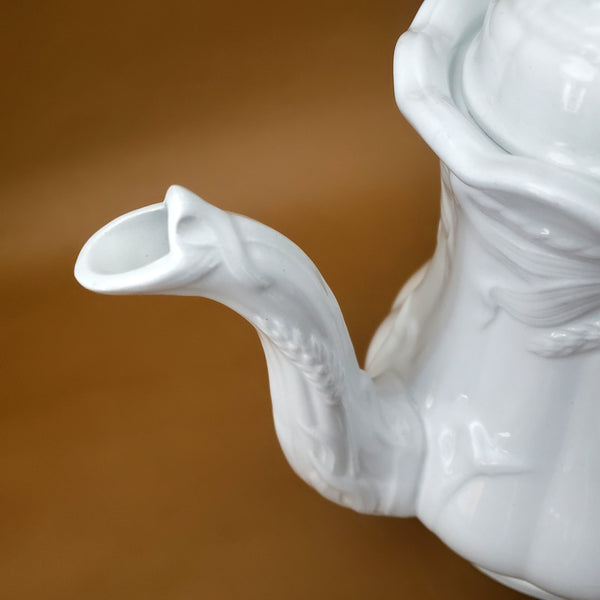 Antique English White Ironstone Tea Pot Wheat Pattern Ceres Shape Elsmore & Forster