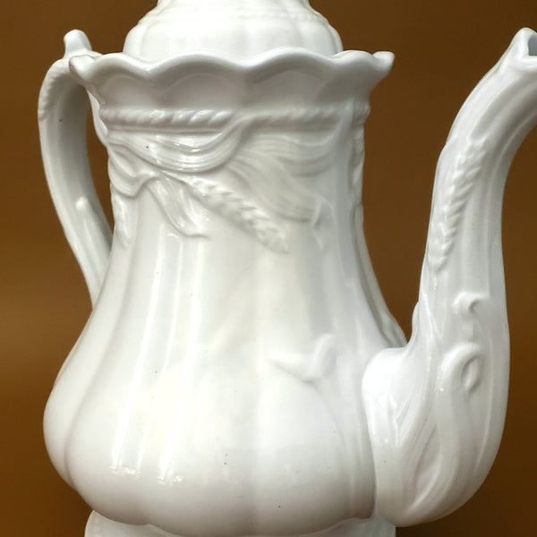 Antique English White Ironstone Tea Pot Wheat Pattern Ceres Shape Elsmore & Forster