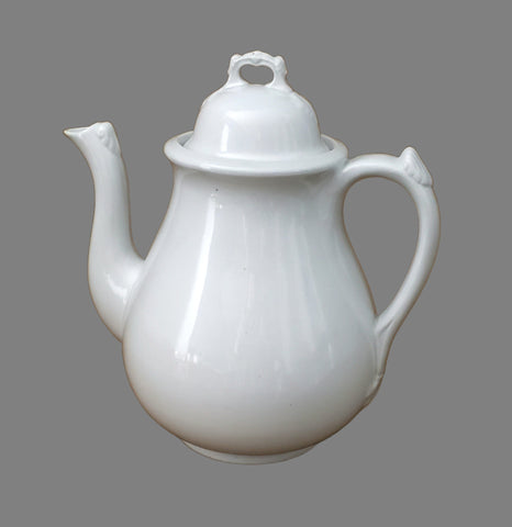 Antique English White Ironstone Tea Pot by Richard Alcock Burslem England