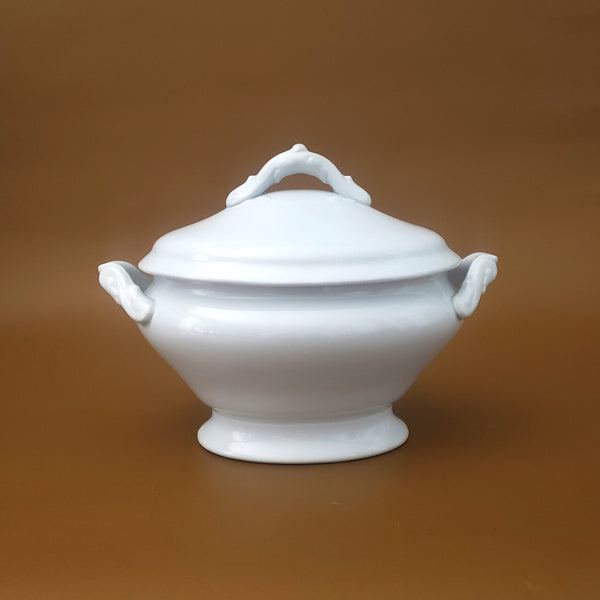 Antique White English Ironstone Gravy Tureen Meakin Brothers 19th Century