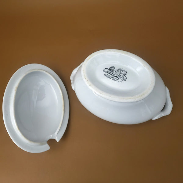 Antique White English Ironstone Gravy Tureen Meakin Brothers 19th Century