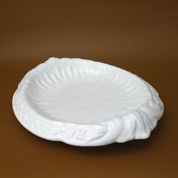 Antique White Ironstone Oval Bread Platter with Motto by Coxon & Co. Trenton, New Jersey