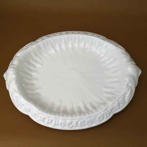 Antique White Ironstone Oval Bread Platter with Motto by Coxon & Co. Trenton, New Jersey