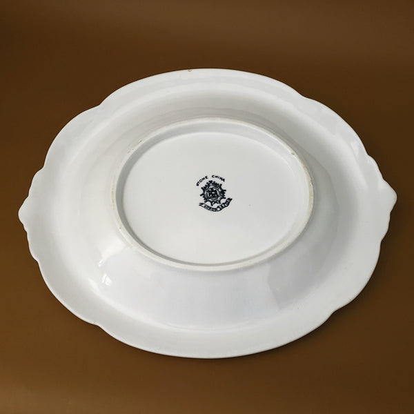 Antique White Ironstone Oval Bread Platter with Motto by Coxon & Co. Trenton, New Jersey