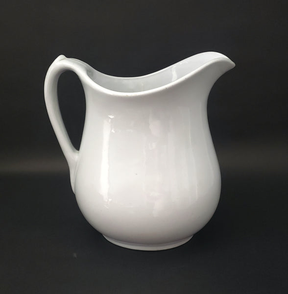 Antique English White Ironstone Pitcher by George Jones Staffordshire England