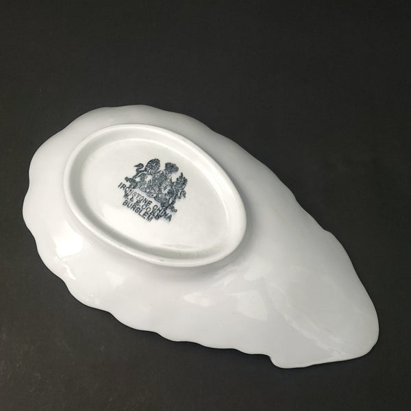 Antique English White Ironstone Relish Dish by W & E Core Burslem England