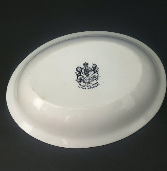 Antique White English Ironstone Serving Bowl by Taylor Brothers England