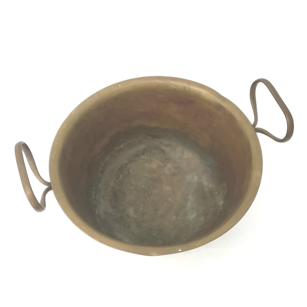Antique Brass Candy Pot Kettle with Double Riveted Fixed Handles