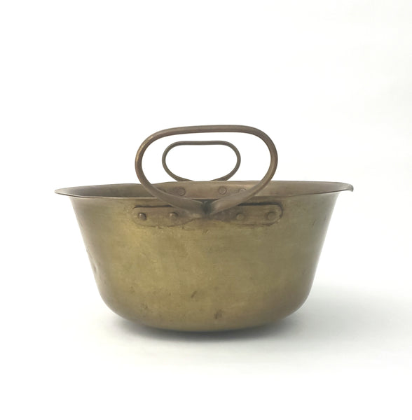 Antique Brass Candy Pot Kettle with Double Riveted Fixed Handles