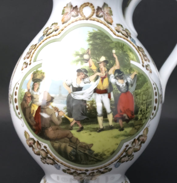 German Wine Stein "Weinlese" Porcelain & Pewter Franklin Mint by Rupert Schneider 1984