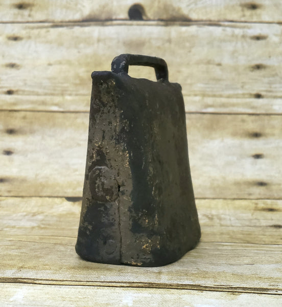 Antique Old Hand-Forged Wrought Iron Cowbell Blacksmith Hammered
