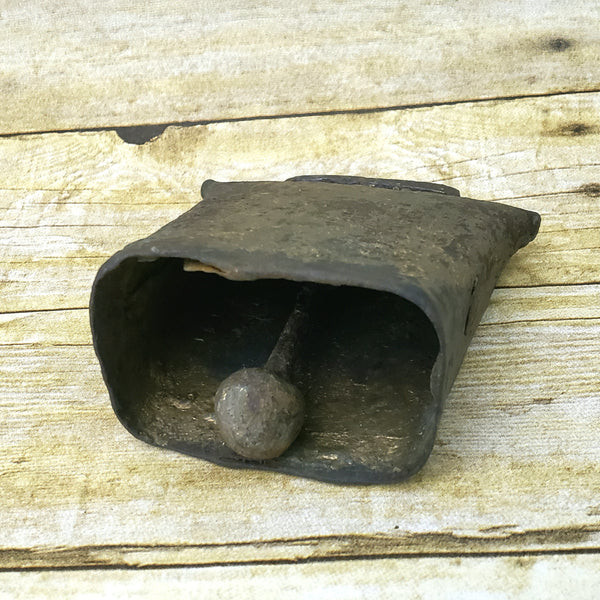 Antique Old Hand-Forged Wrought Iron Cowbell Blacksmith Hammered