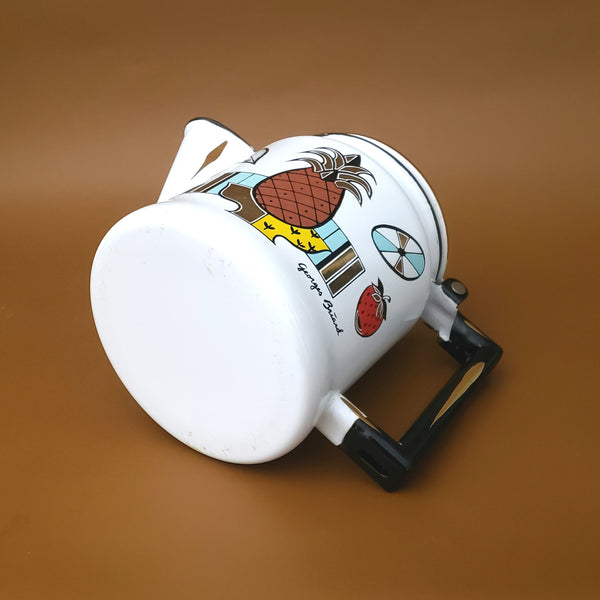 Midcentury Enamel Coffee Percolator Ambrosia Pineapple Designed by Georges Briard