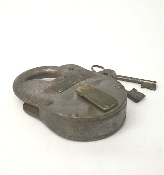 Confederate States Armory Style Padlock and 2 Keys Cast Iron and Brass