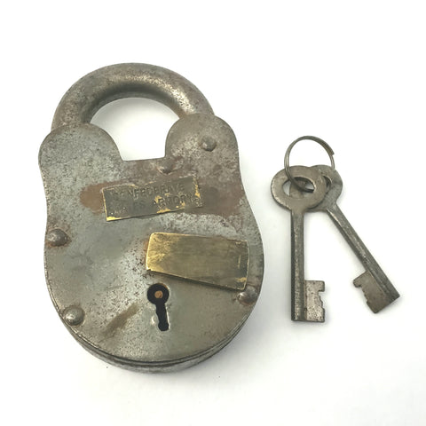 Confederate States Armory Style Padlock and 2 Keys Iron and Brass