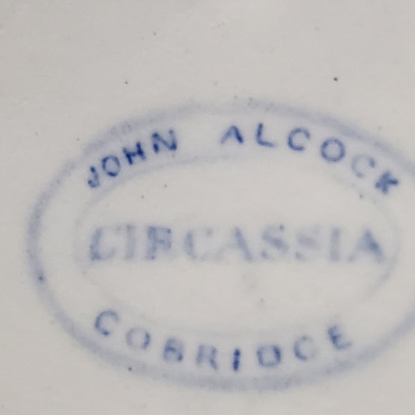 Antique English Blue Ironstone Transferware Pitcher CIRCASSIA Cobridge John Alcock