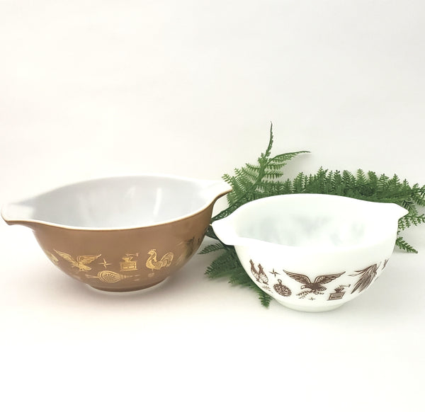 Vintage Pyrex Cinderella Mixing Bowls "Early American" Collection of 2 #441 and #442