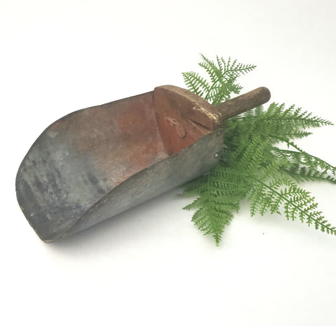 Antique Small Grain Scoop Wood and Metal - Rustic Farmhouse Accent
