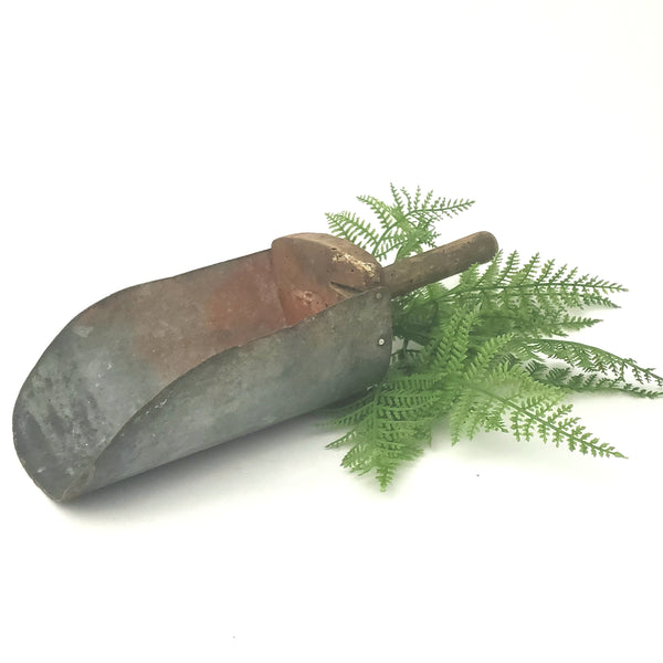 Antique Small Grain Scoop Wood and Metal - Rustic Farmhouse Accent