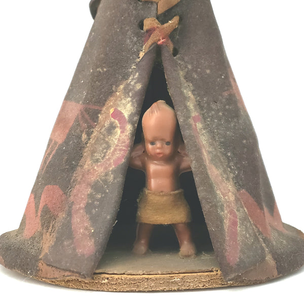 Vintage Leather Teepee Boy in Entrance - Southwestern Style Accent