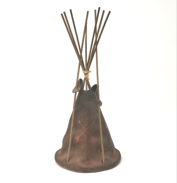 Vintage Leather Teepee Boy in Entrance - Southwestern Style Accent