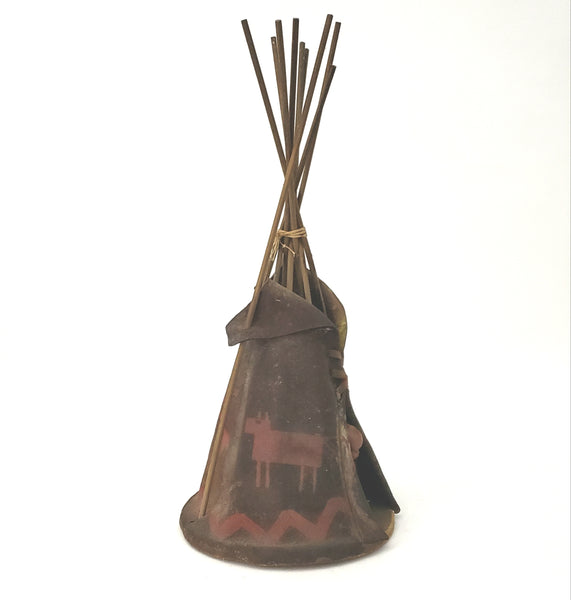Vintage Leather Teepee Boy in Entrance - Southwestern Style Accent