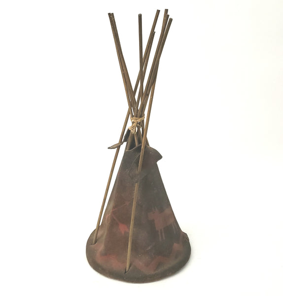 Vintage Leather Teepee Boy in Entrance - Southwestern Style Accent