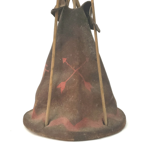 Vintage Leather Teepee Boy in Entrance - Southwestern Style Accent