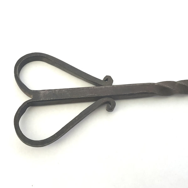 Antique Forged Wrought Iron Flesh Fork "Heart Handle" Twisted 2 Pronged