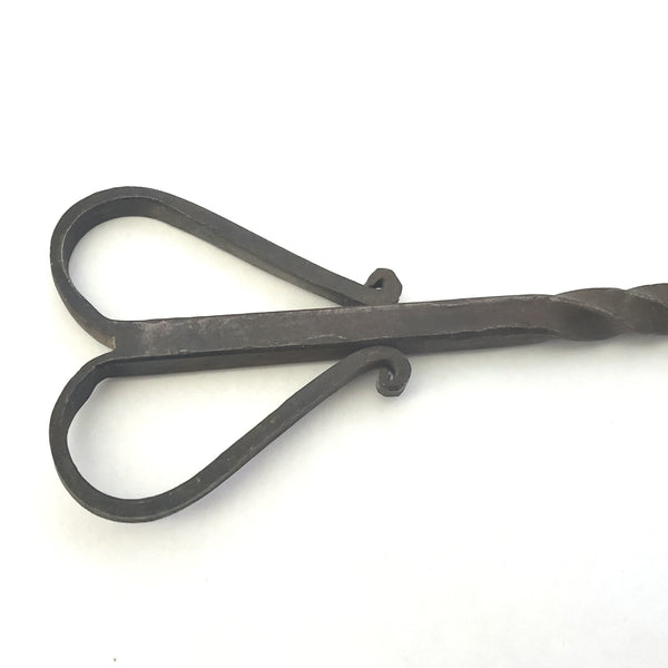 Antique Forged Wrought Iron Butcher Flesh Fork Heart Handle Twisted 2 Pronged