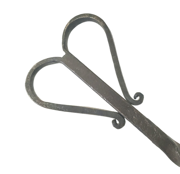 Antique Forged Wrought Iron Flesh Fork "Heart Handle" Twisted 2 Pronged