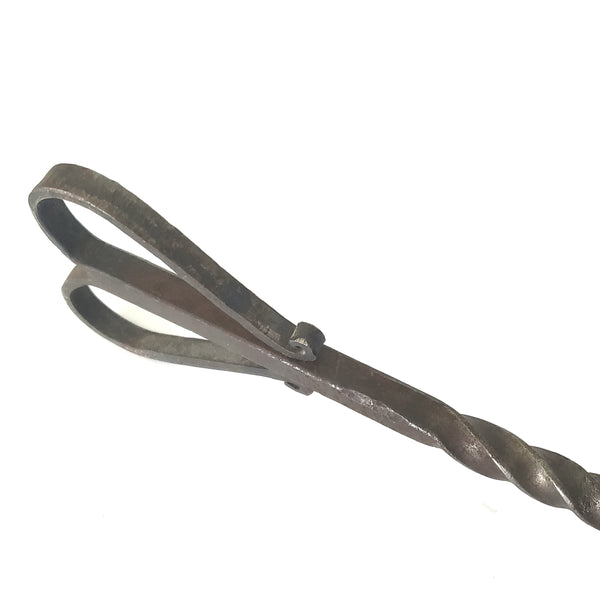 Antique Forged Wrought Iron Flesh Fork "Heart Handle" Twisted 2 Pronged