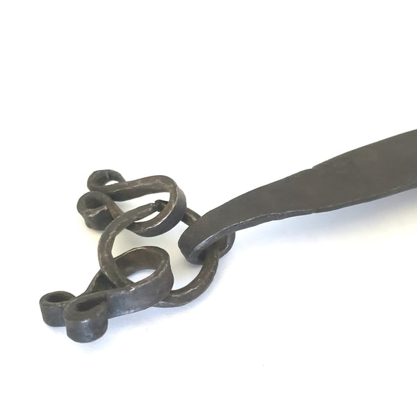 Unusual Early Handcrafted Hammered Wrought Iron 3 Prong Meat Fork Hearth Accent