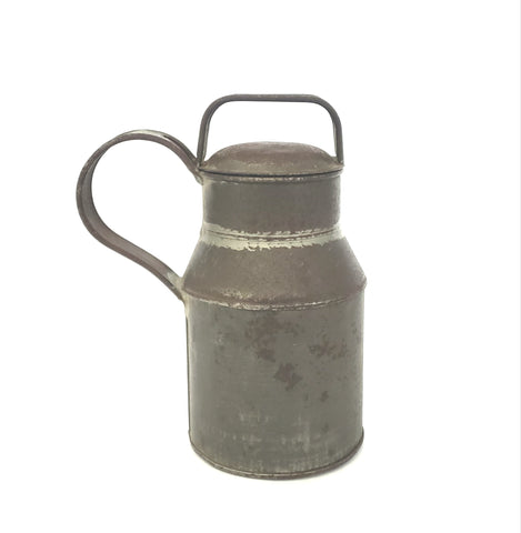 19th Century Tin Milk Pail Soldered Seams 7 3/4" Original Name Tag H.C. GIBSON