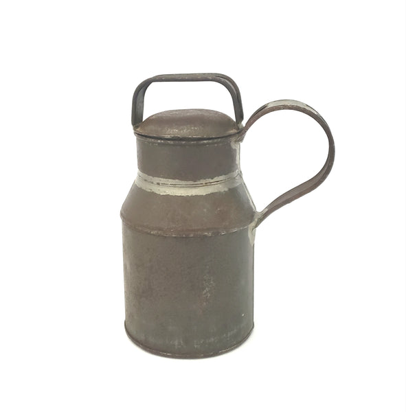 Antique Tin Milk Pail Soldered Seams 7 3/4" Original Name Tag H.C. GIBSON