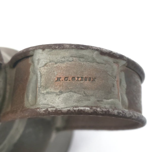 Antique Tin Milk Pail Soldered Seams 7 3/4" Original Name Tag H.C. GIBSON