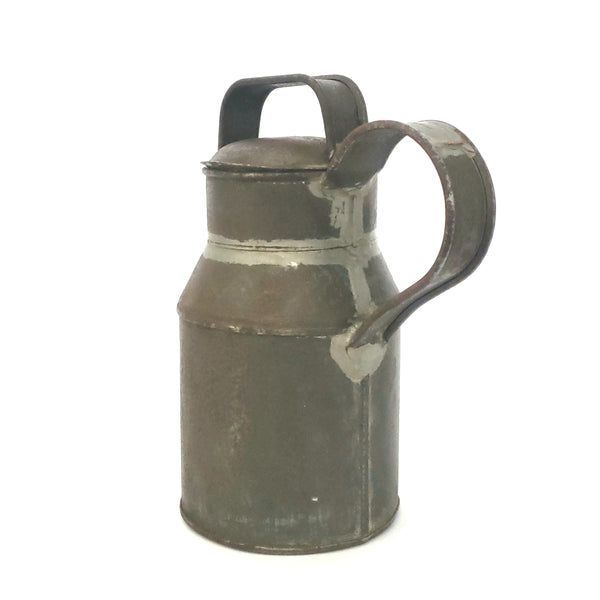 Antique Tin Milk Pail Soldered Seams 7 3/4" Original Name Tag H.C. GIBSON