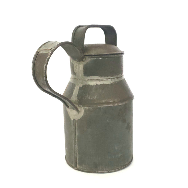 Antique Tin Milk Pail Soldered Seams 7 3/4" Original Name Tag H.C. GIBSON