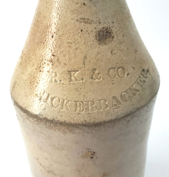 19th Century Stoneware Beer Bottle R.K. & Co. Knickerbocker with Spelling Error