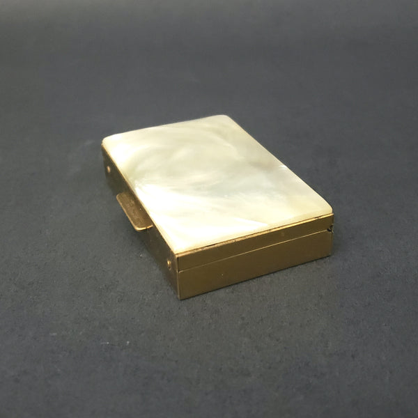 Early Mother of Pearl and Brass Pill Box, Bar with Original Insert