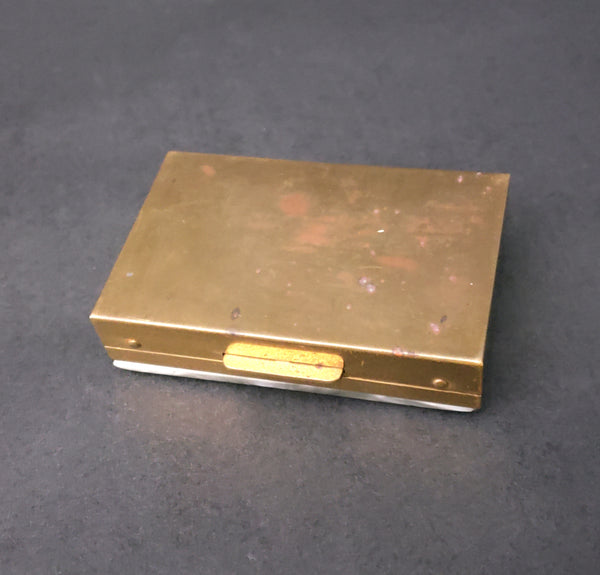 Antique Mother of Pearl and Brass Pill Box with Original Insert – Zsinta