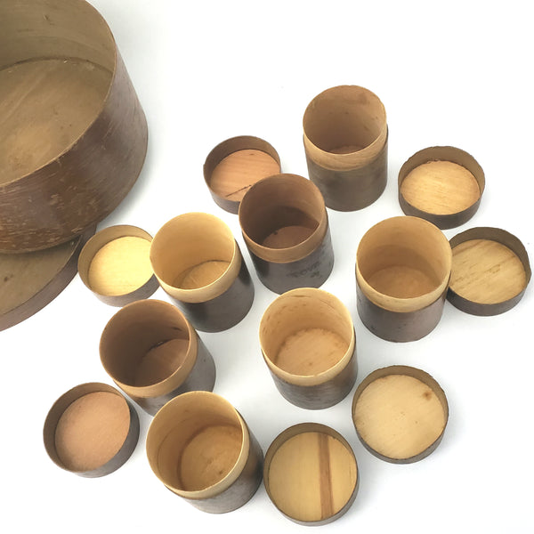 Early Round Bentwood Pantry Spice Box Set with 7 Spice Containers